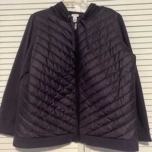 Hooded shirt jacket quilted worn once
